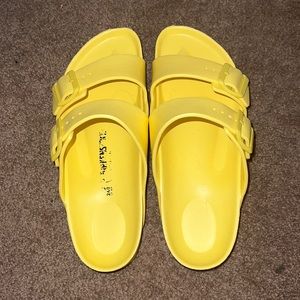 bright yellow rubber birkenstocks